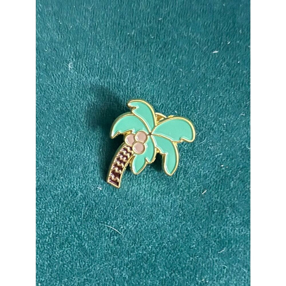 Palm Tree Push Pin BRAND NEW - Gold Backing - Green Enamel Palm Tree Jewelry Pin